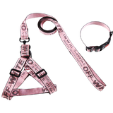 Woof-White Pink Collar, Harness & Leash Set