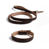 Louis Pawtton Brown Floral Collar and Leash Set