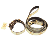 Louis Pawtton Cream Bow Tie Collar & Leash Set