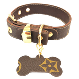Louis Pawtton Signature Dark Brown Collar & Leash Set