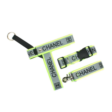 Chewnel Neon Reflective Collar, Harness & Leash Set