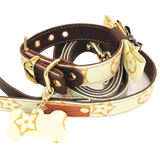 Louis Pawtton Cream Collar & Leash Set
