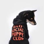 anti social social pup black hoodie orange  hype