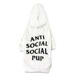 anti social social pup white hoodie