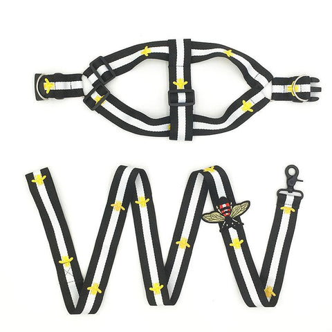 Pucci white/black harness and leash the hype puppy
